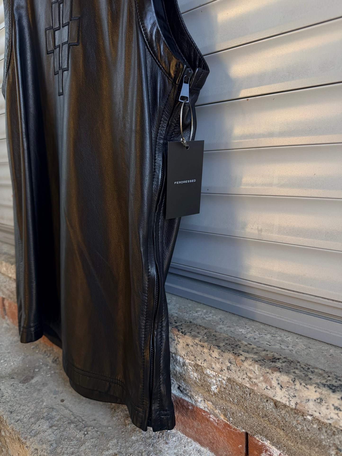 LEATHER CROSS TANK TOP
