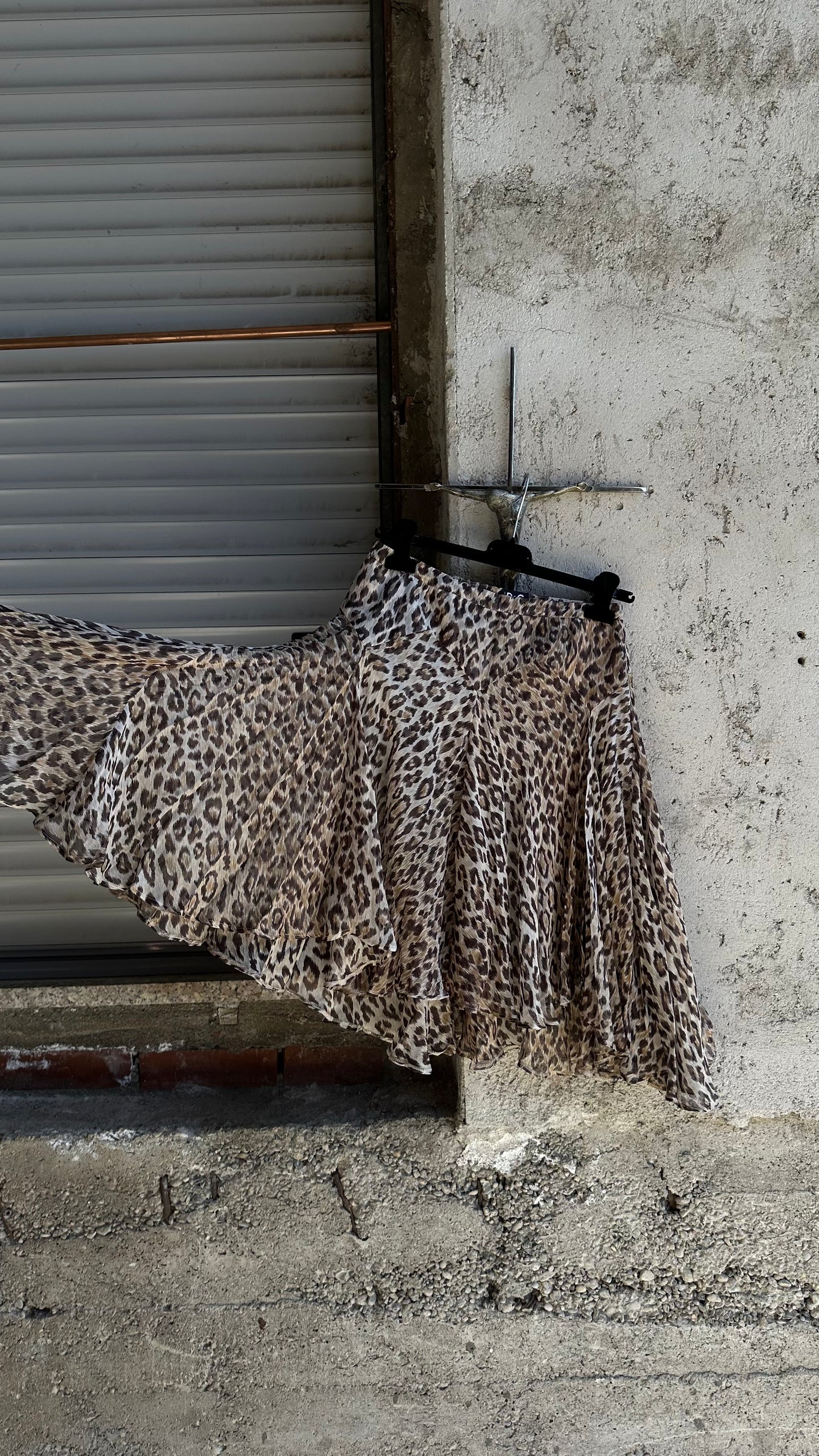 DOLCE & GABBANA LEOPARD TRANSPARENT PLISSE SKIRT