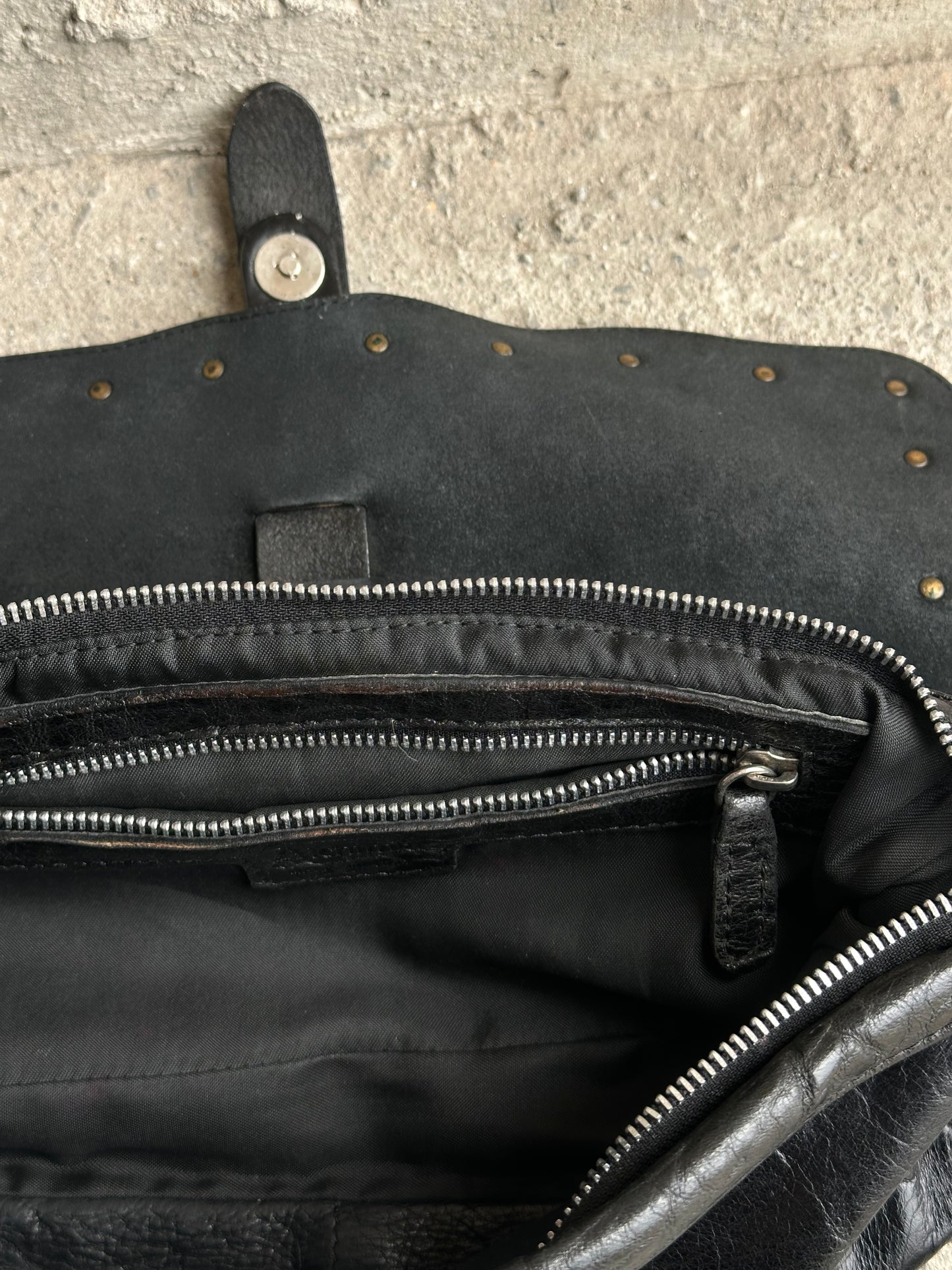 SHOULDER LEATHER STUDDED BAG