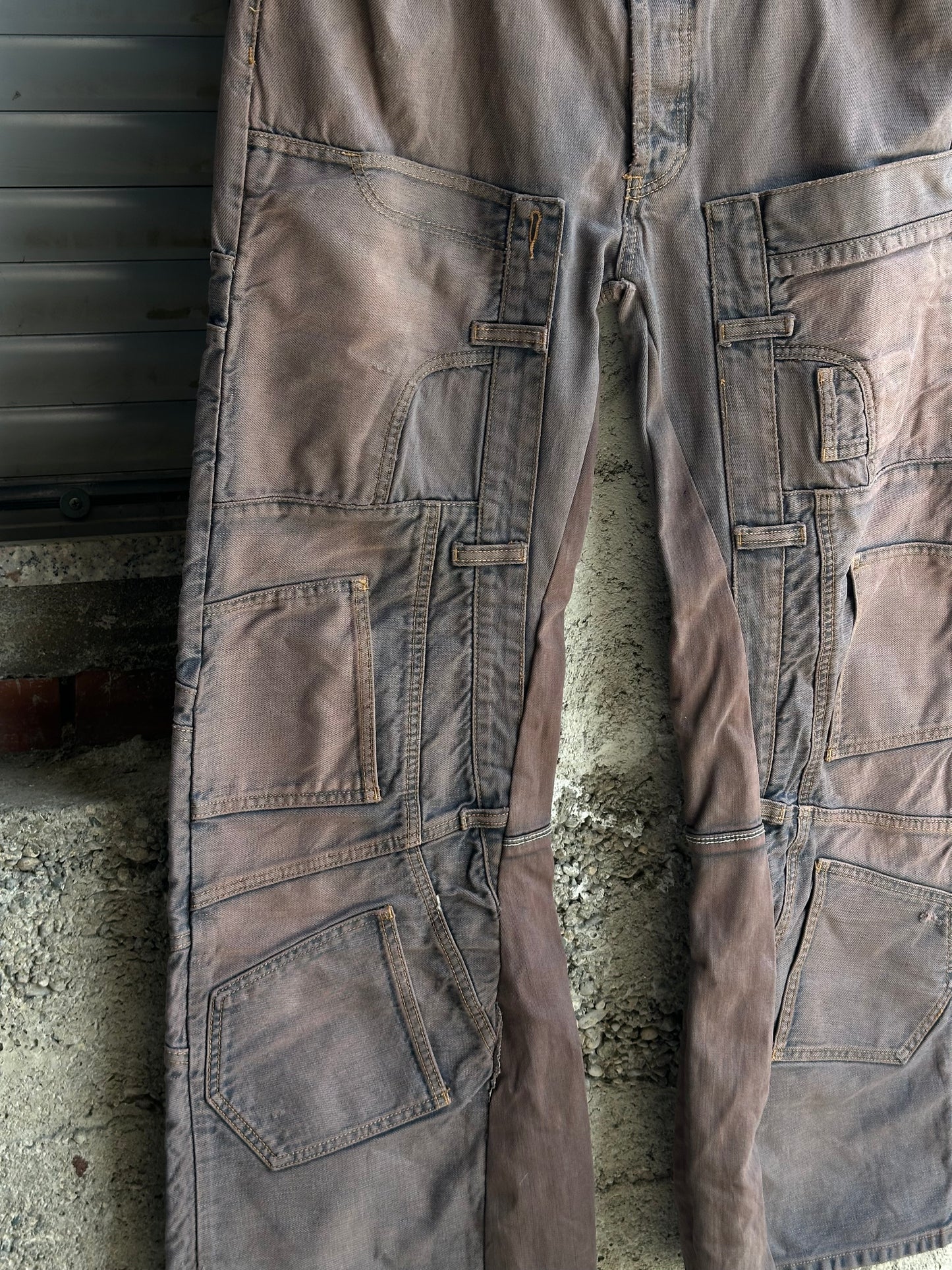 BROWN SUNFADED CARGO PANTS