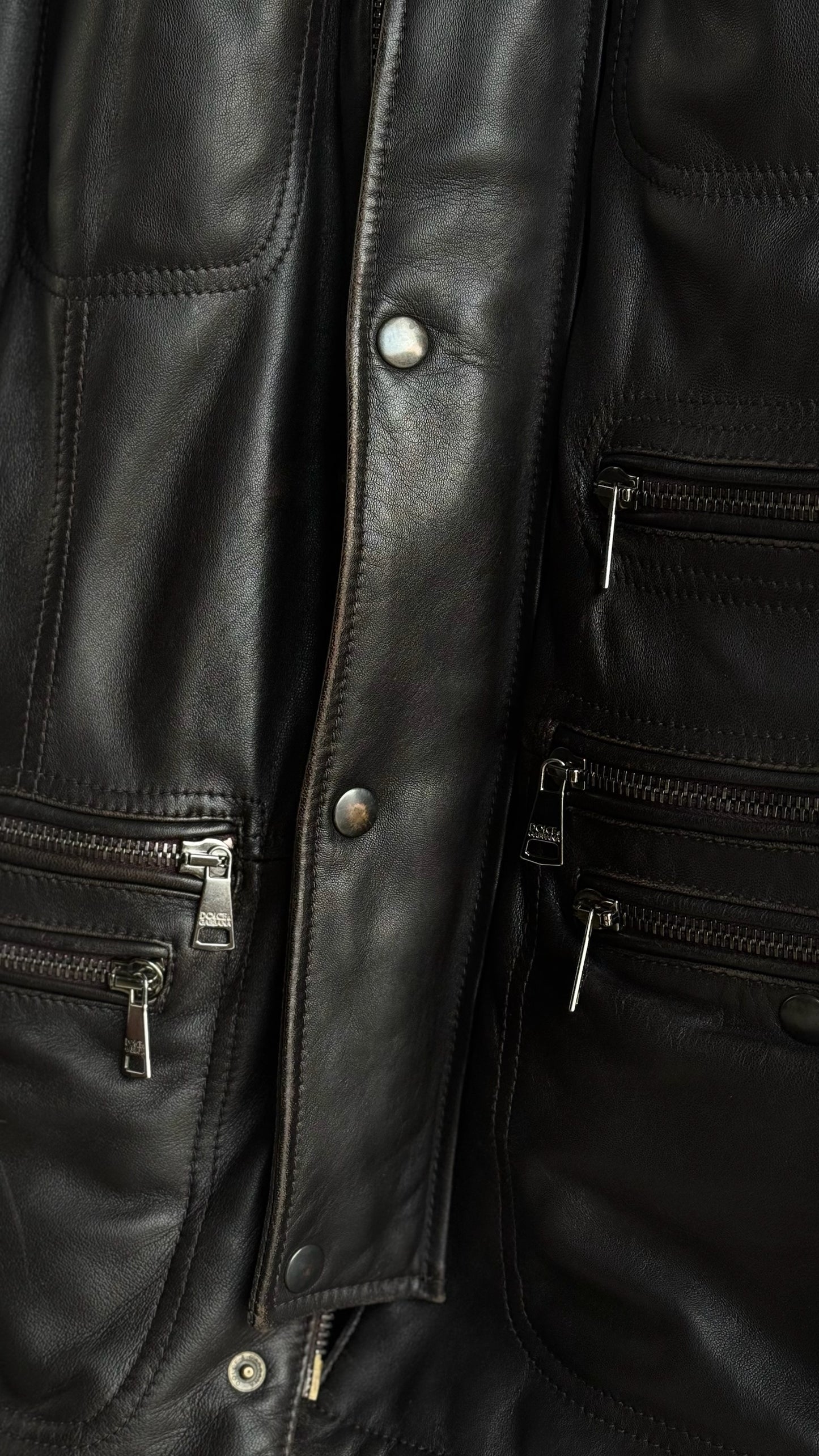 DOLCE & GABBANA ZIPPED LEATHER COAT