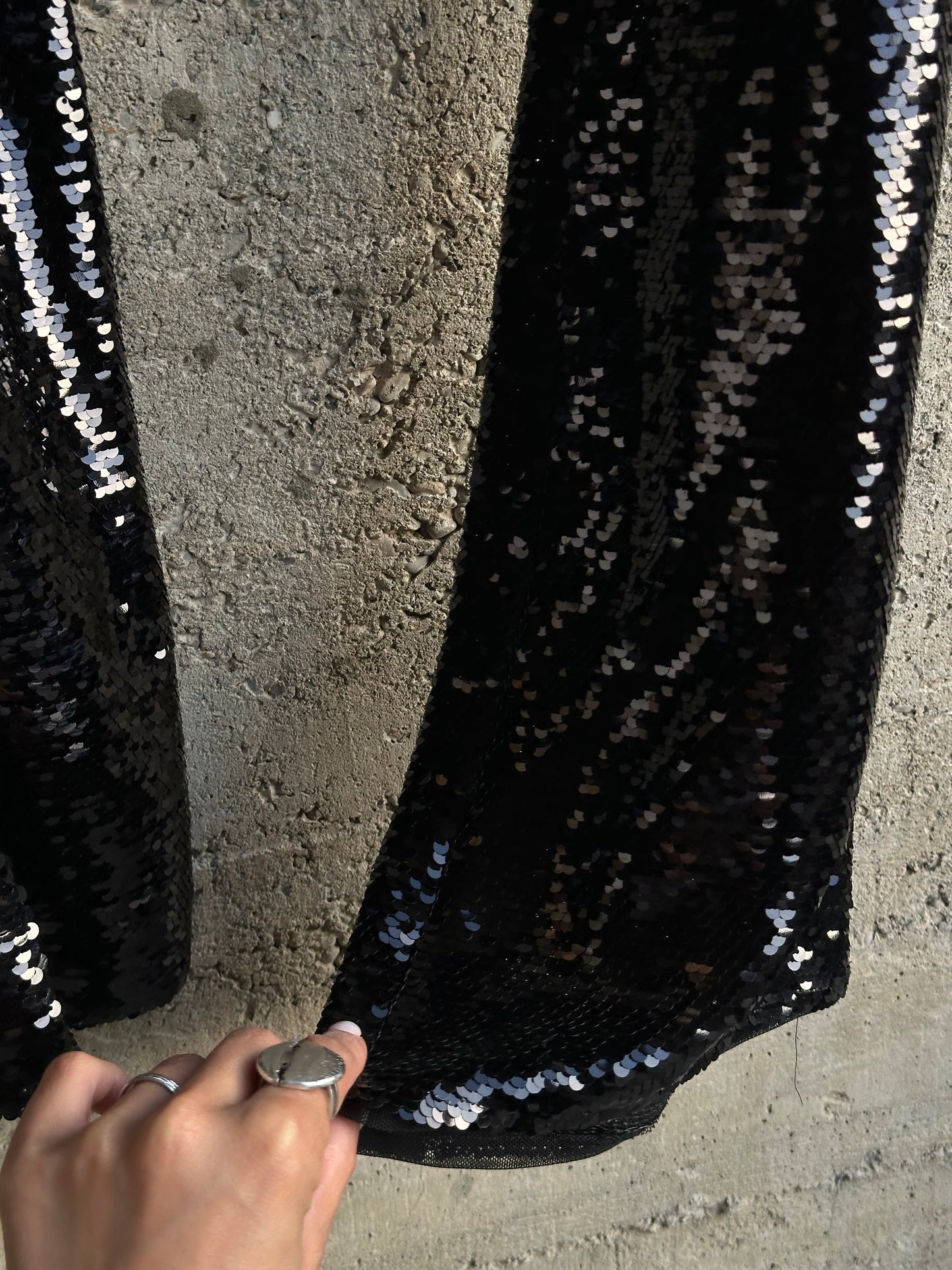 BLUMARINE PAILLETTES FLARED BLACK PANTS