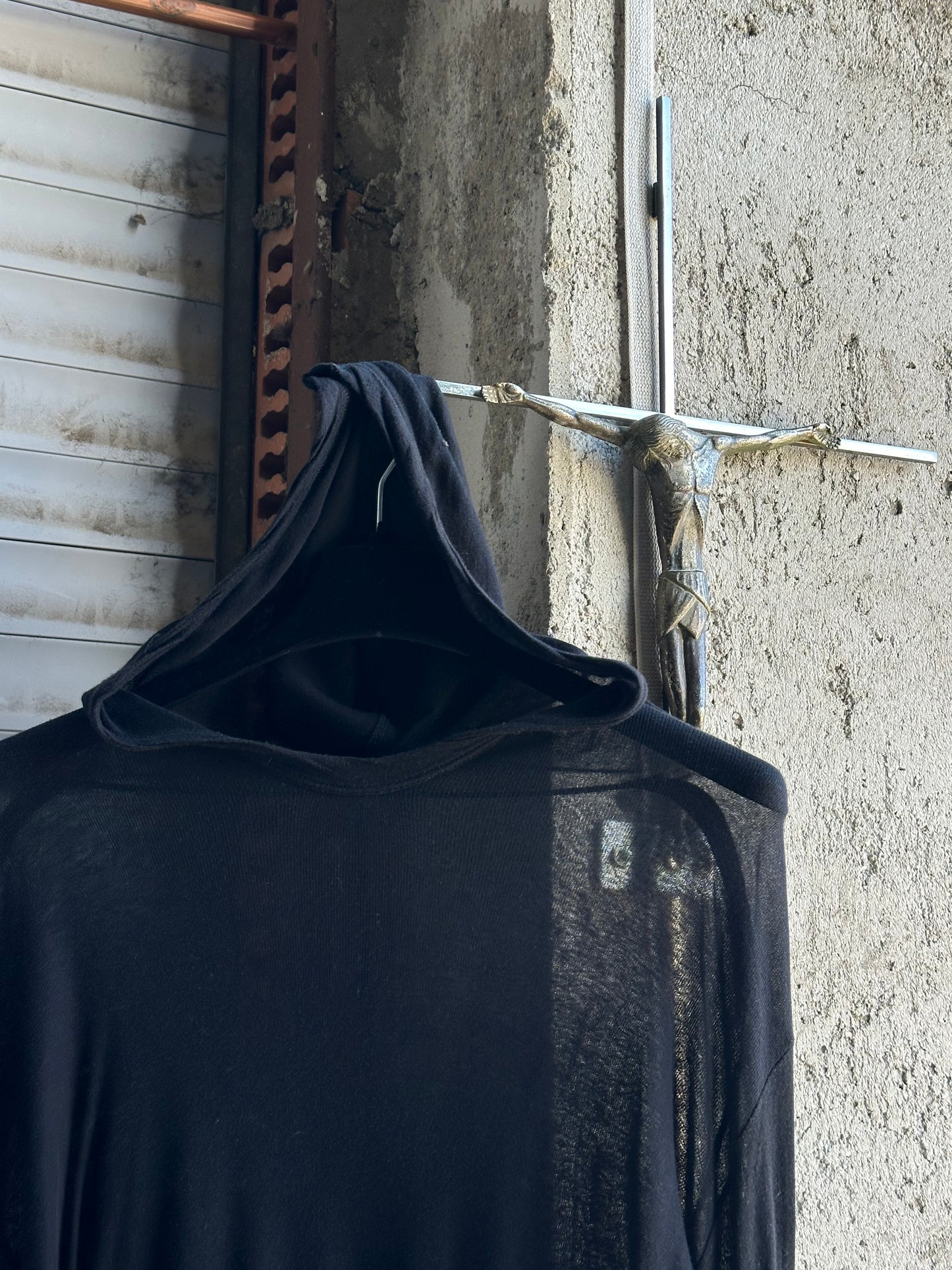 RICK OWENS TRANSPARENT HOODED LONGSLEEVE
