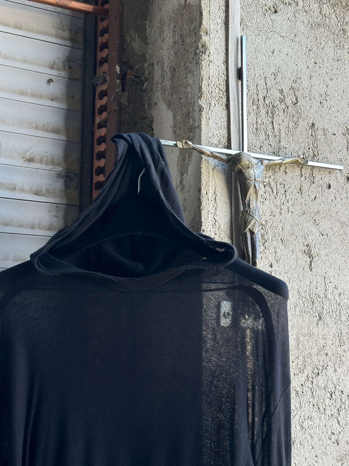 RICK OWENS TRANSPARENT HOODED LONGSLEEVE
