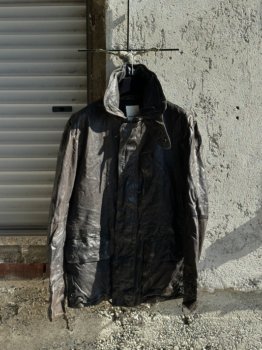 DIESEL BROWN WASHED LEATHER JACKET