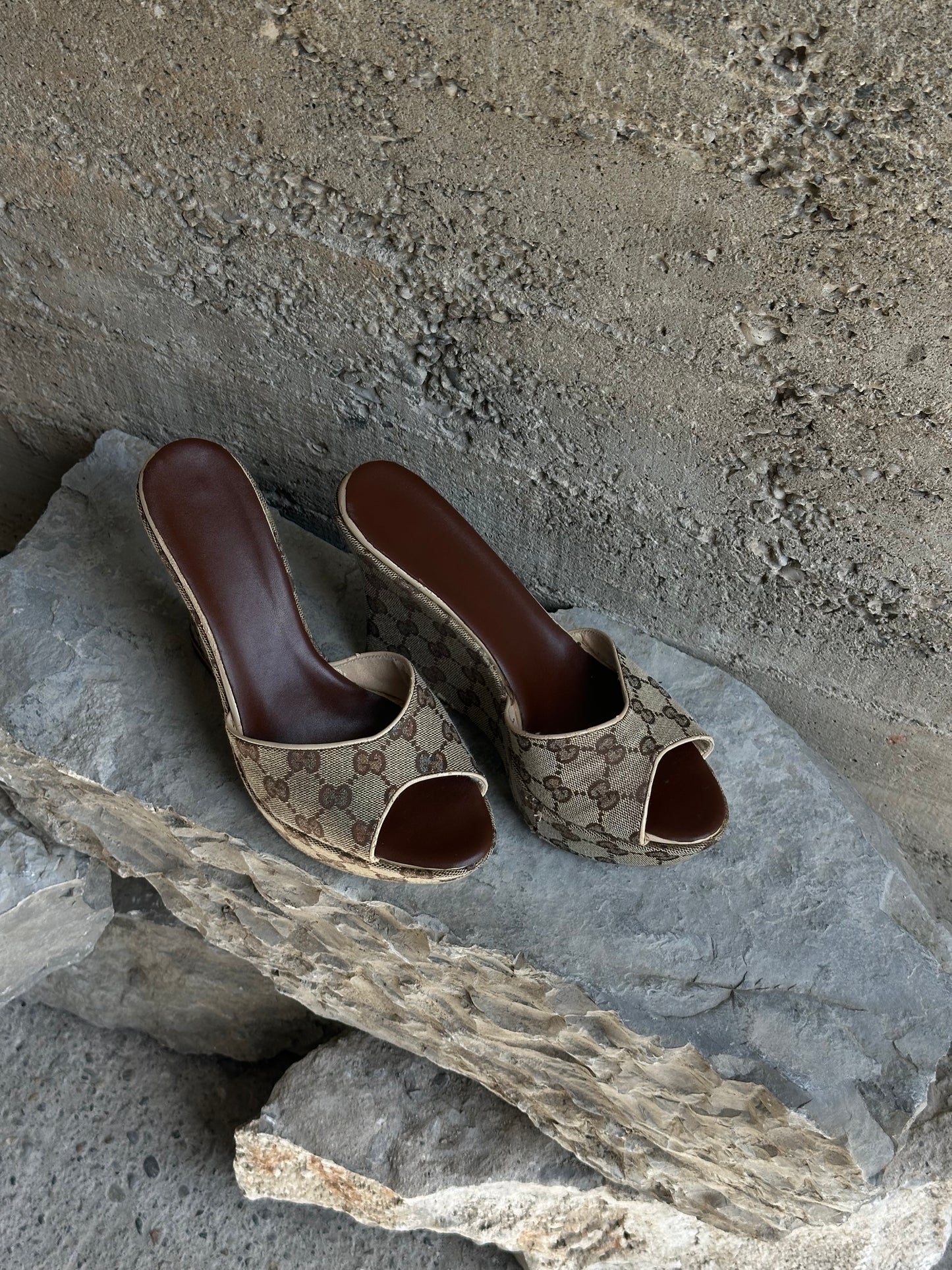 GUCCI GG MONOGRAM PLATFORM WEDGE