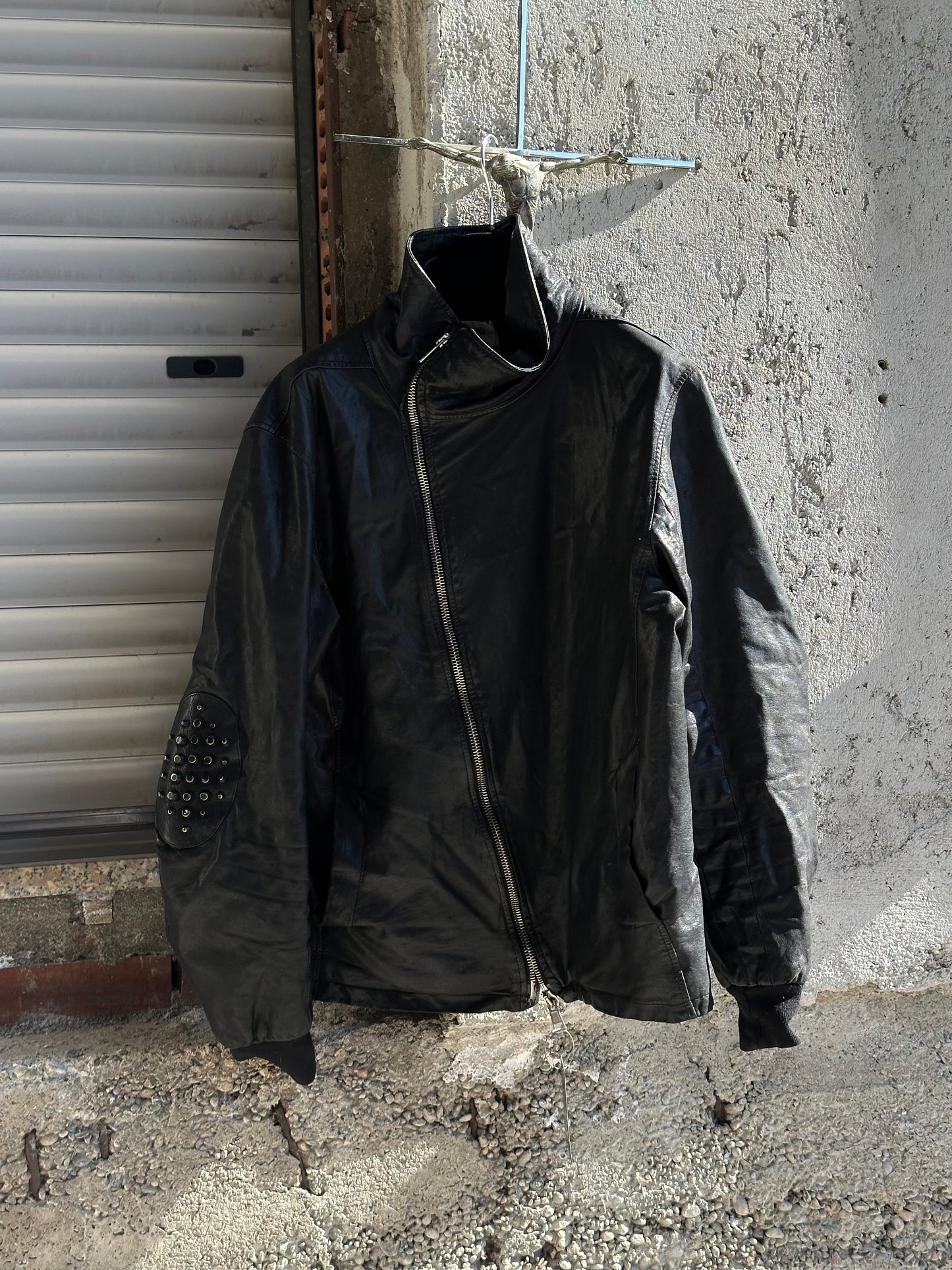 ASYMMETRIC ZIP LEATHER JACKET