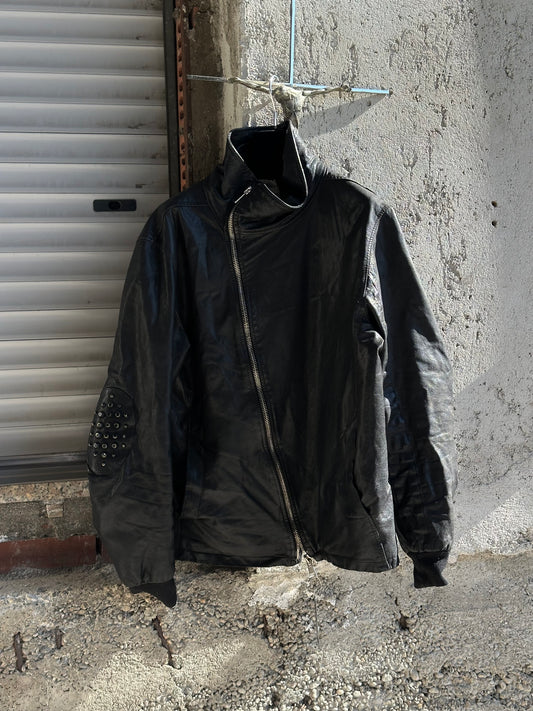 ASYMMETRIC ZIP LEATHER JACKET