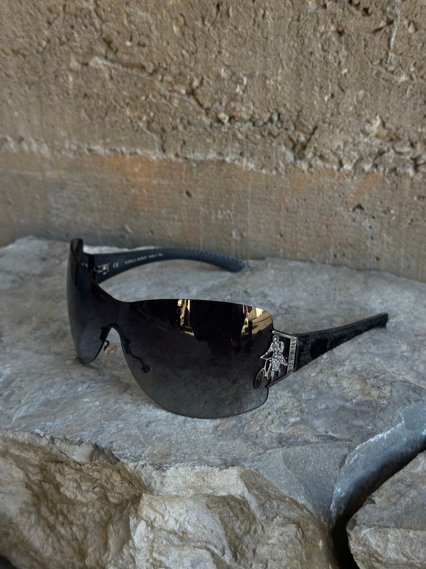 MARIELLA BURANI BLACK PONYHAIR SUNGLASSES