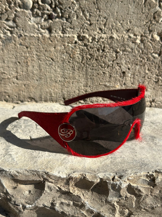 BLUMARINE RED PONYHAIR SUNGLASSES