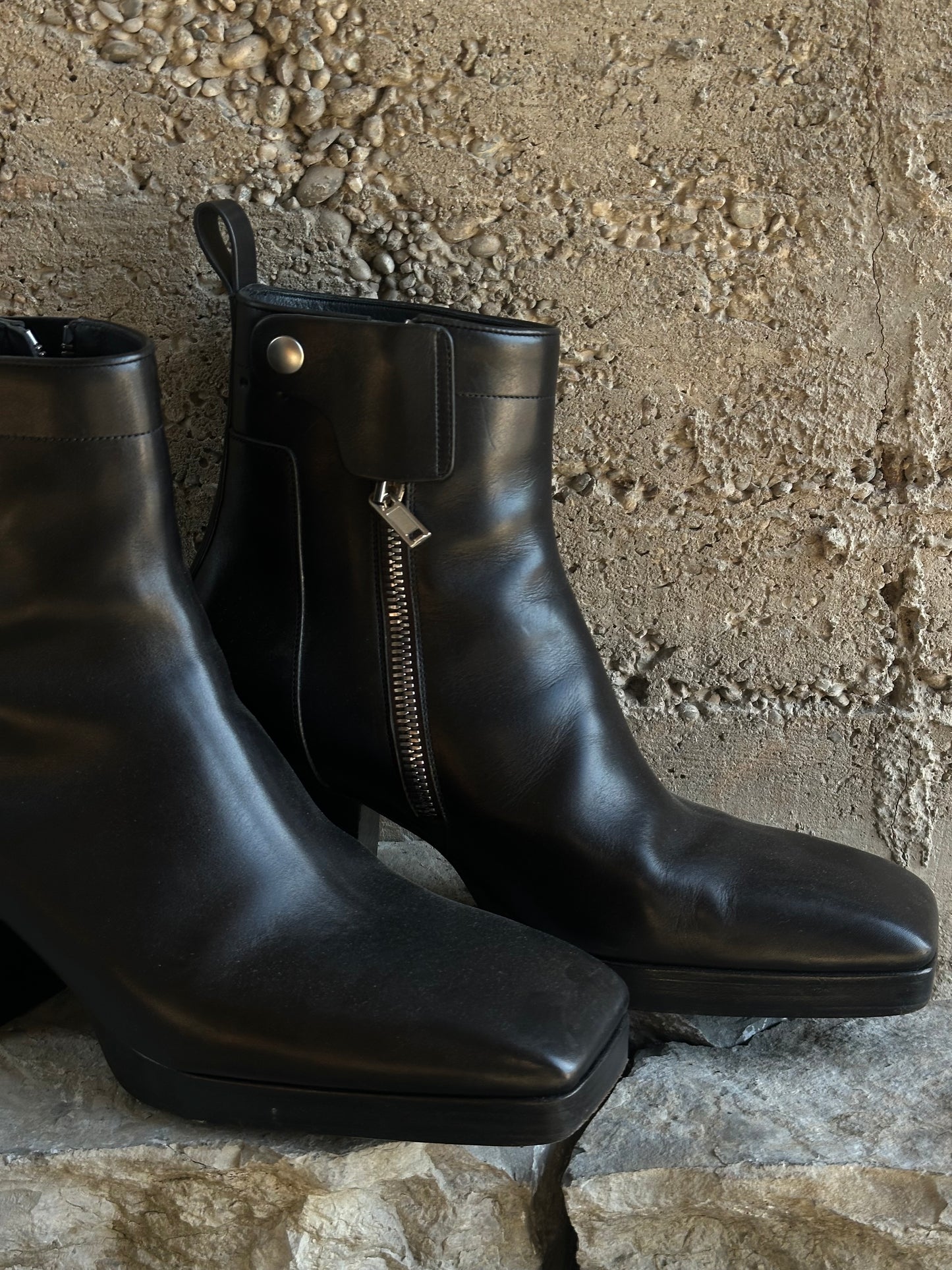 RICK OWENS KISS LEATHER BOOTS