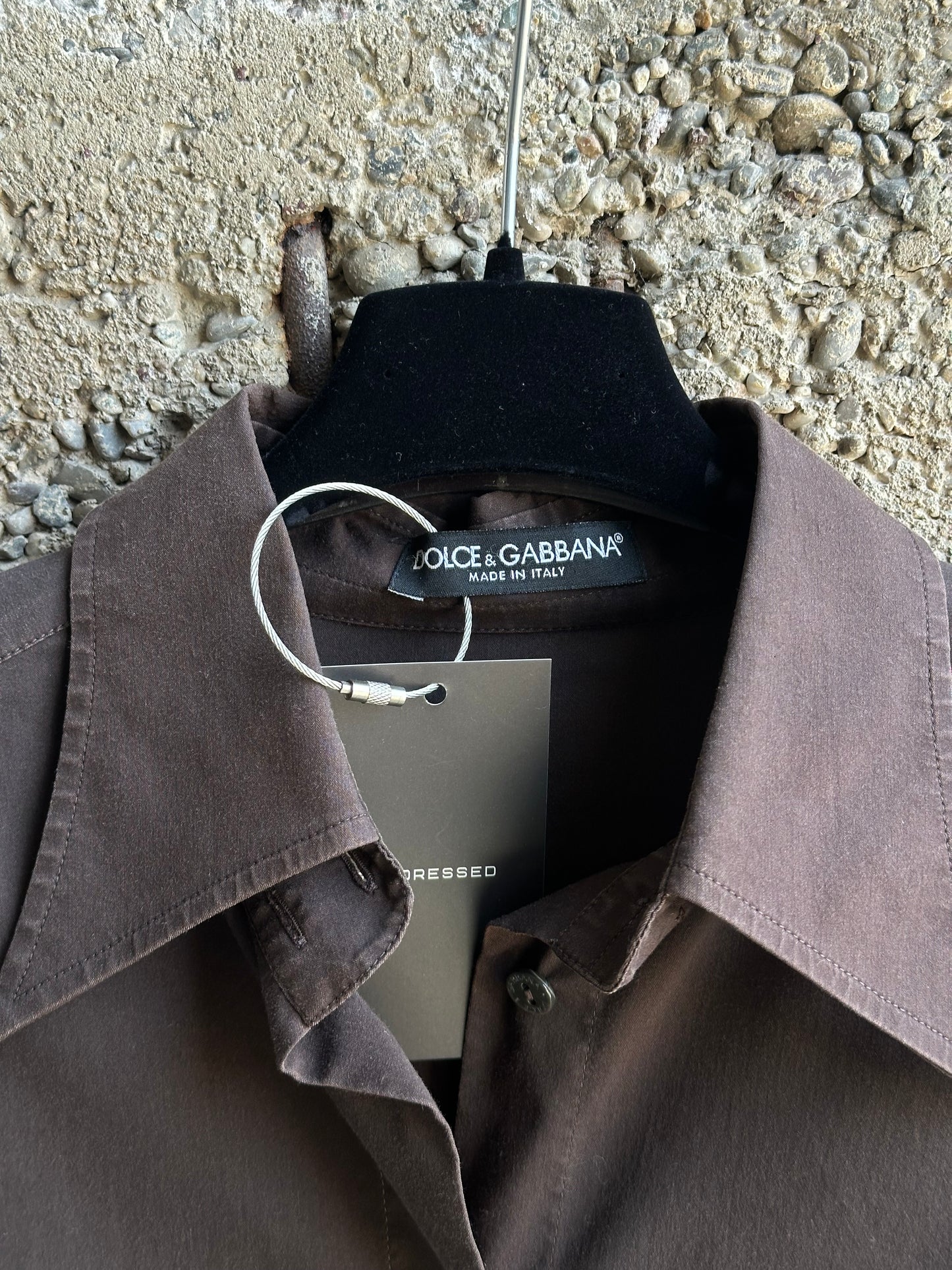 DOLCE & GABBANA BROWN MILITARY SHIRT
