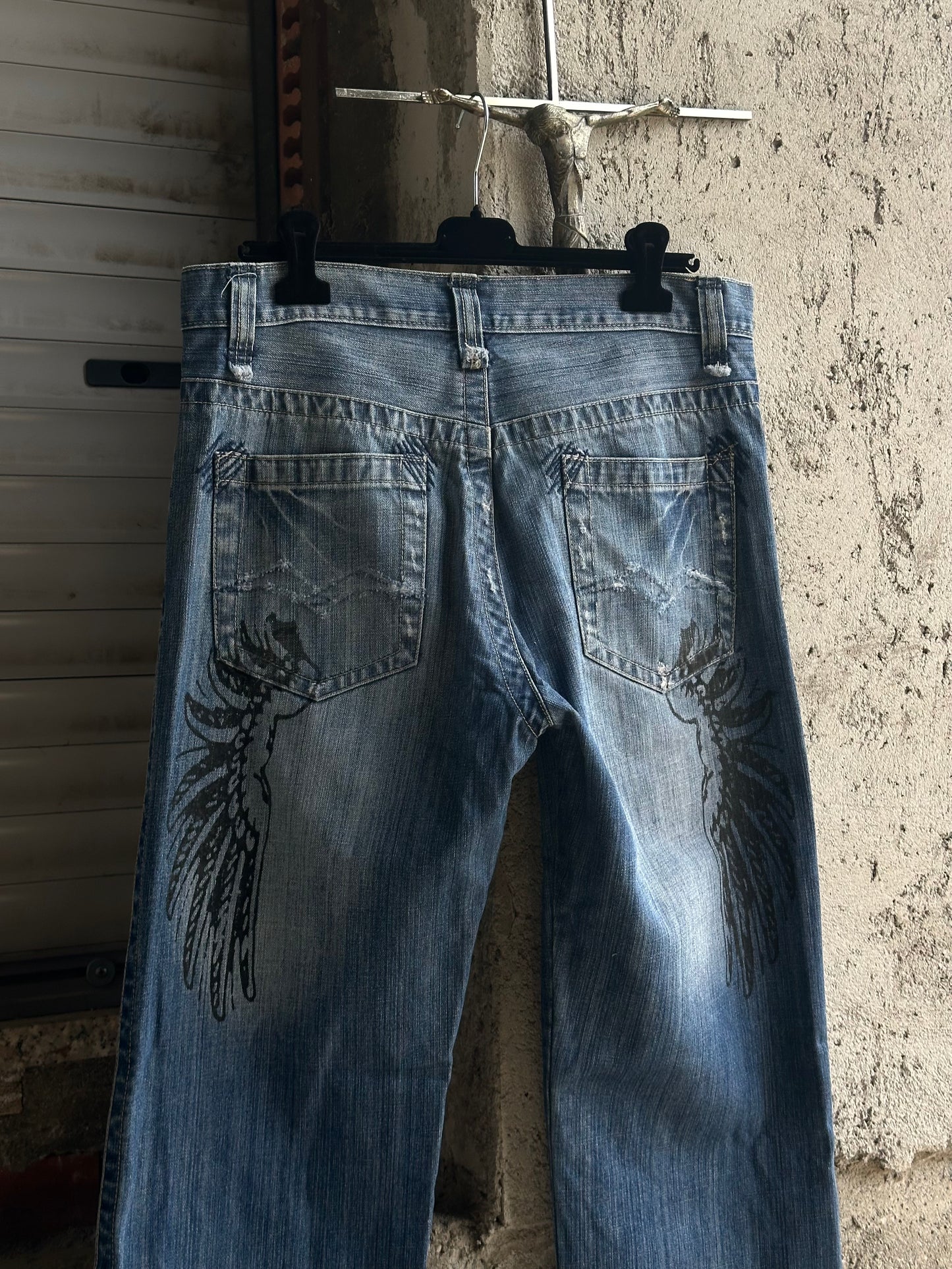 BLACK WINGS DENIM PANTS