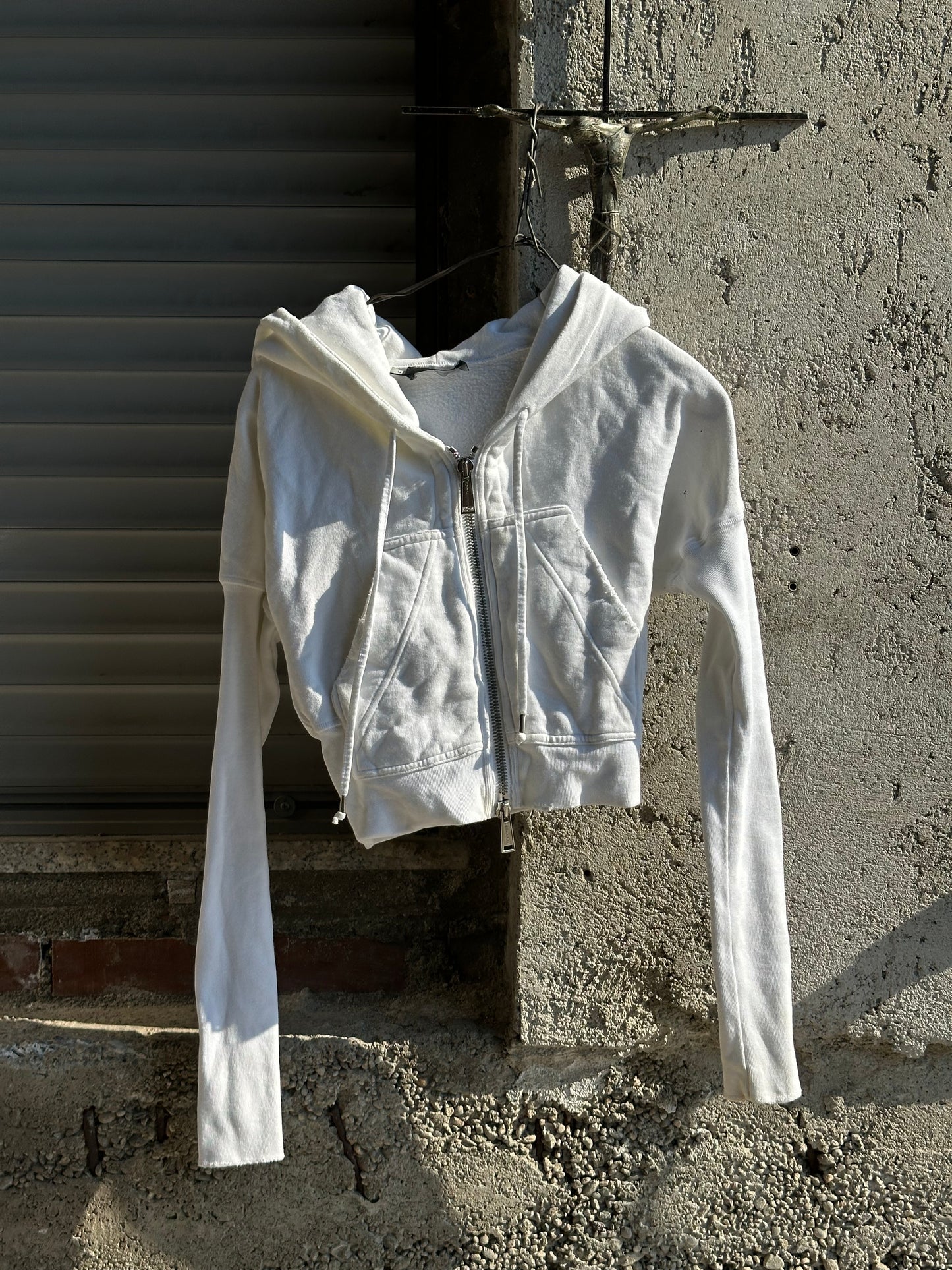 DSQUARED2 CROPPED WHITE HOODIE