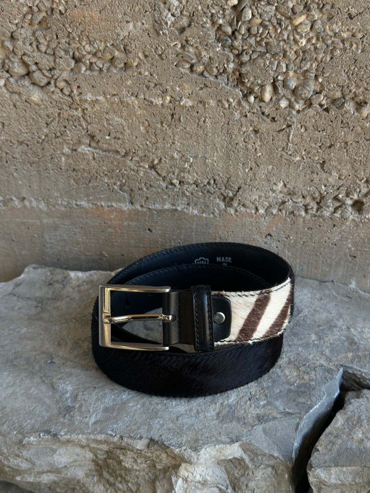 ZEBRA - BLACK PONYHAIR BELT