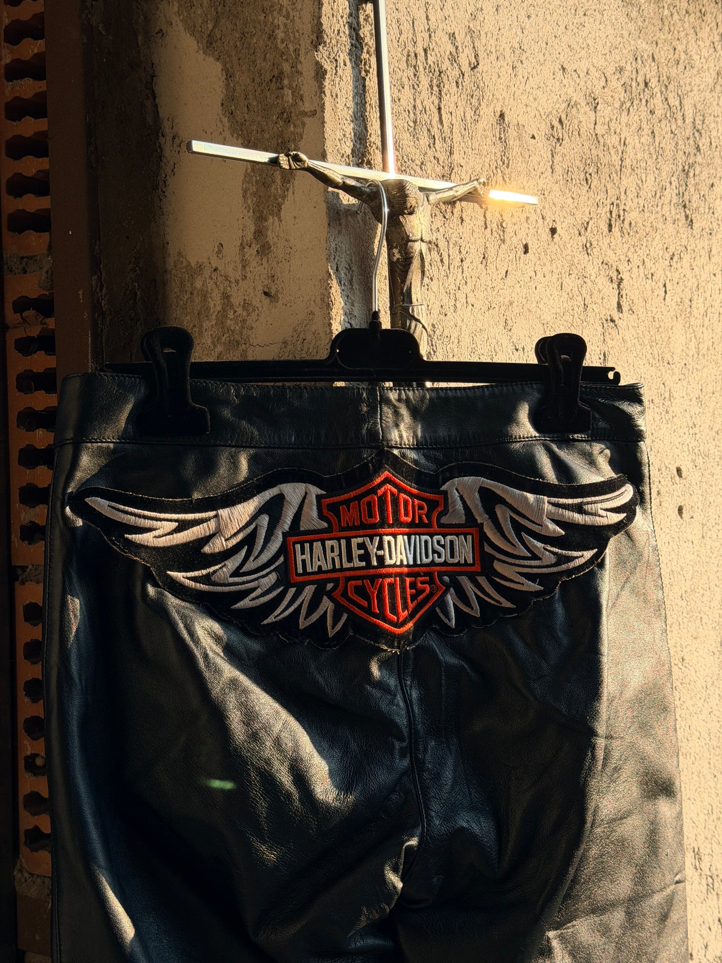 LEATHER HARLEY PATCHED TROUSERS