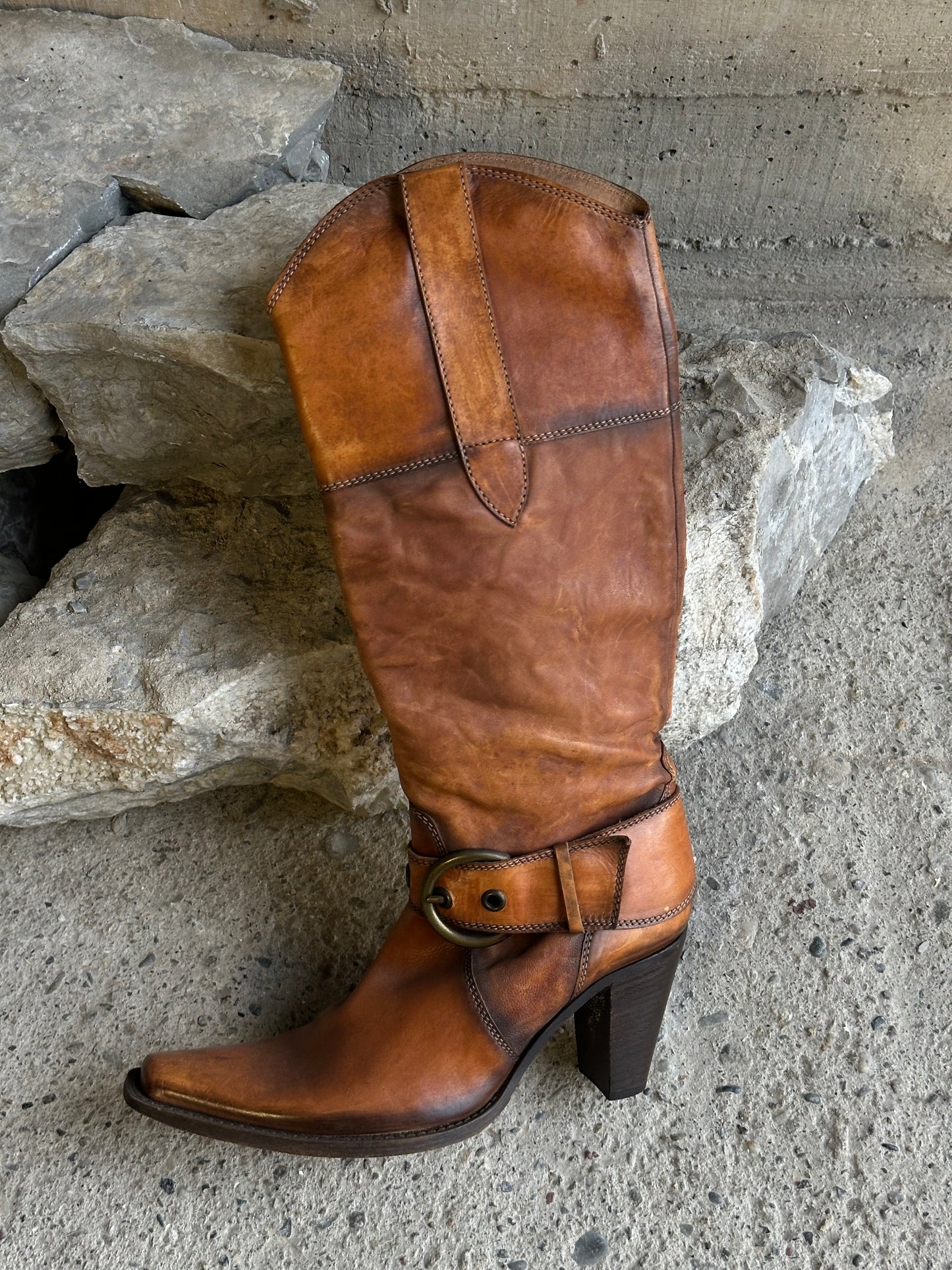 HARNESS CARAMEL LEATHER TEXAN BOOTS