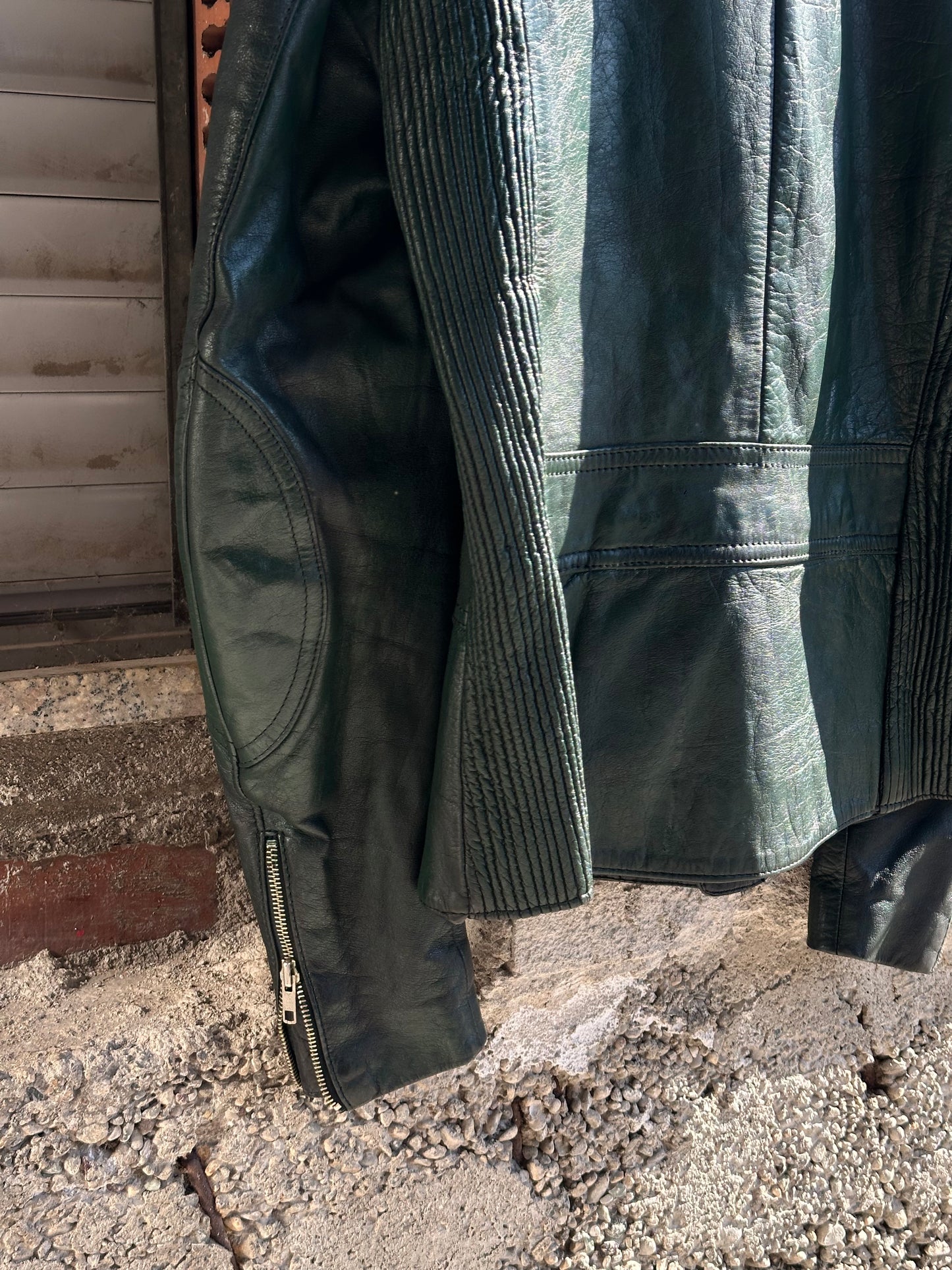 GREEN MOTOR LEATHER JACKET
