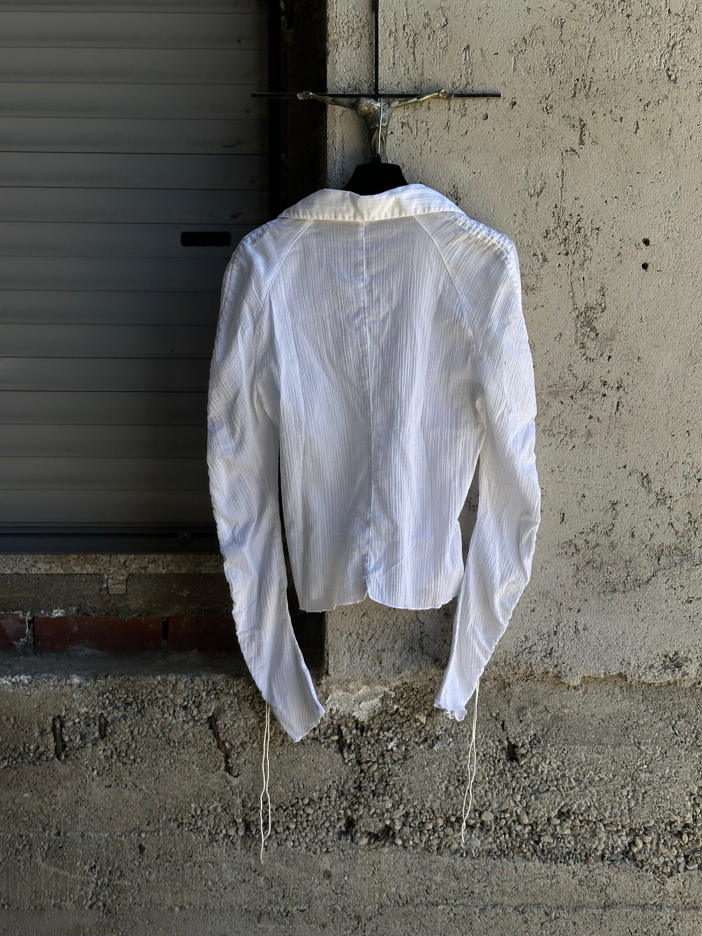 ARMANI PLISSE SEMITRANSPARENT WHITE SHIRT