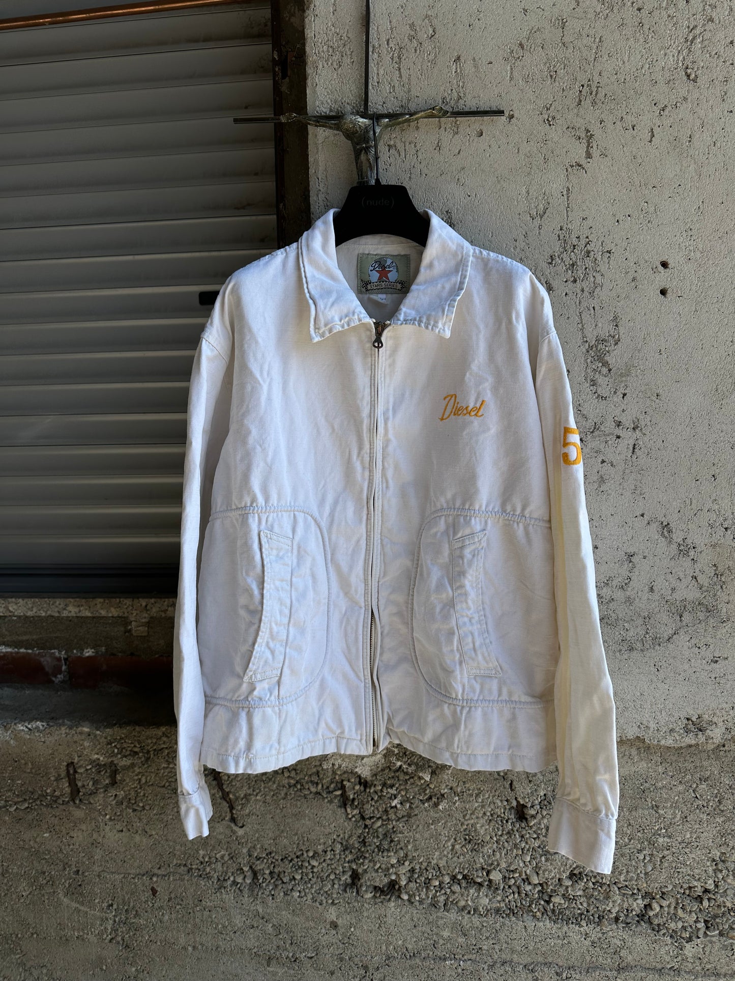 DIESEL WHITE DENIM ZIPPED JACKET