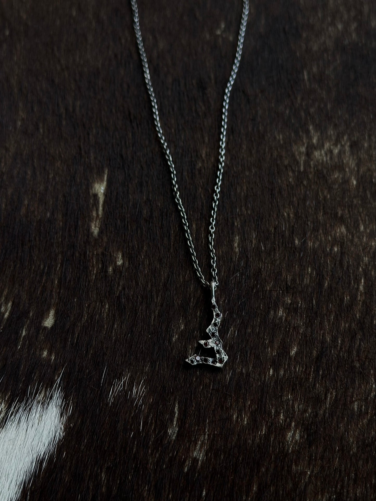 HAILV CUSTOM SILVER NECKLACE WITH RED NATURAL STONES