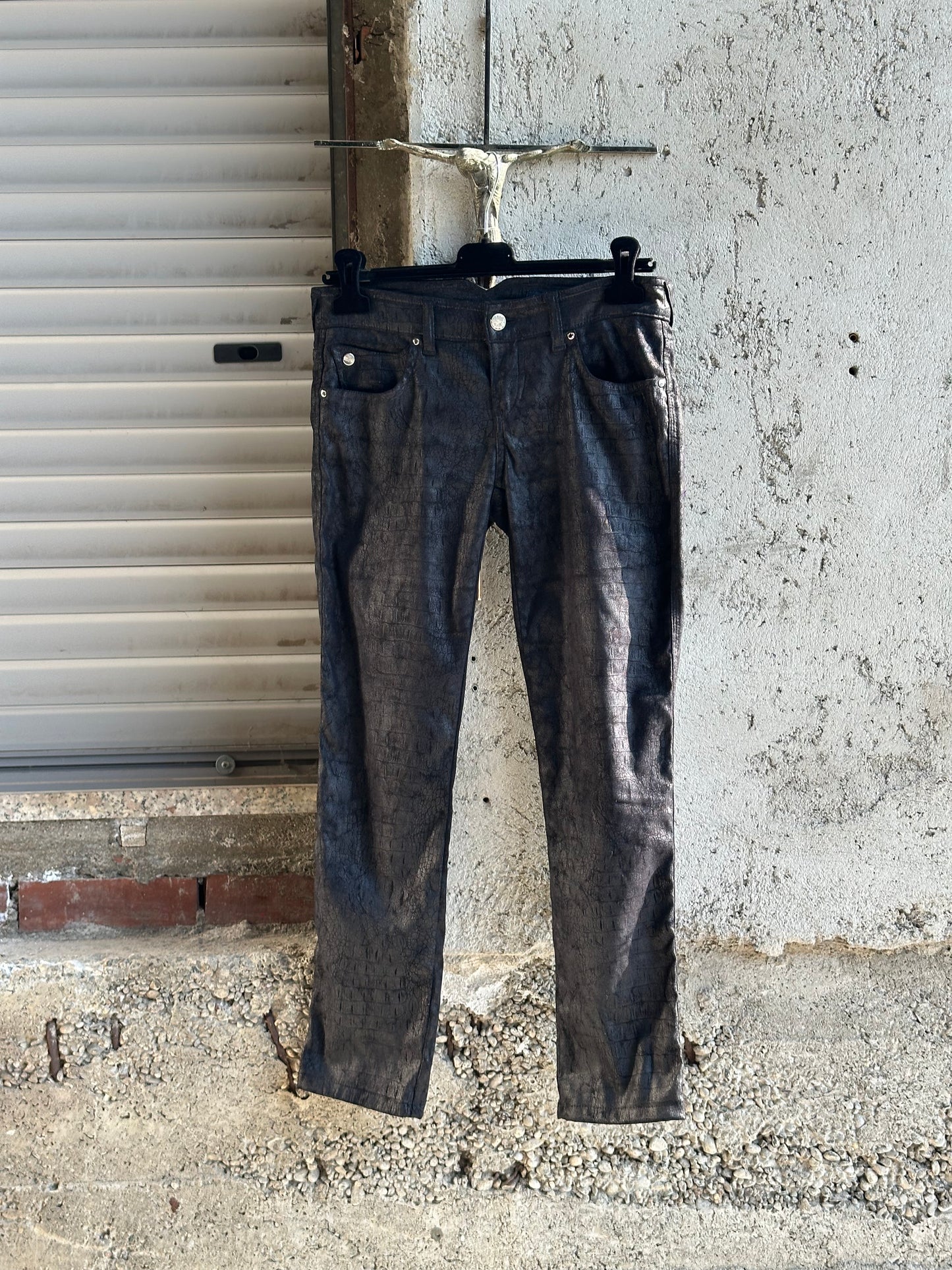 ARMANI SKINNY ELASTIC CROCO PANTS