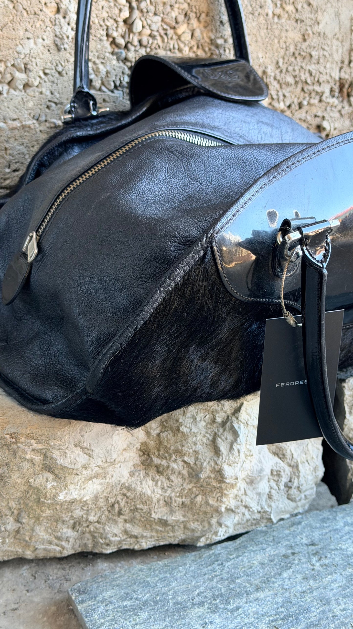 DOLCE & GABBANA BLACK PONYHAIR BAG