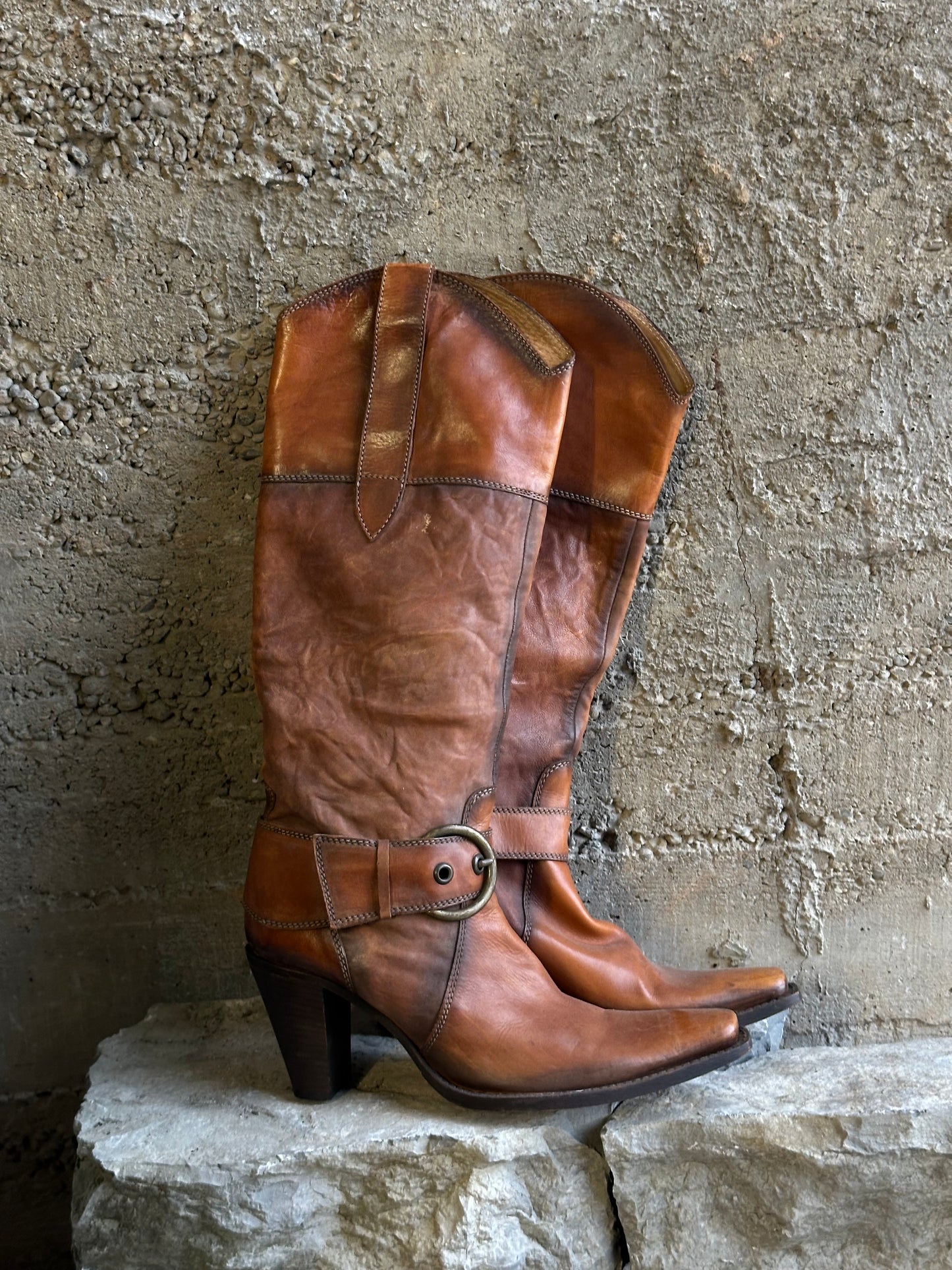 HARNESS CARAMEL LEATHER TEXAN BOOTS