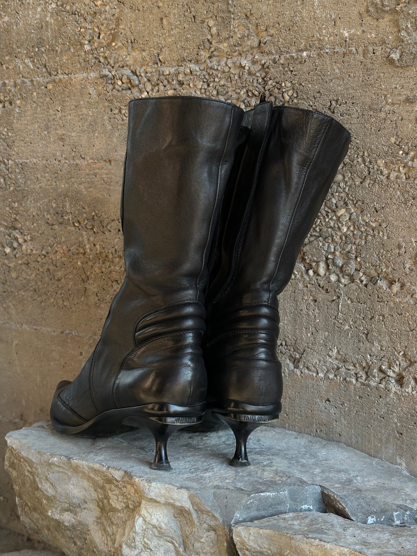 MIU MIU MOTOR LEATHER BOOTS