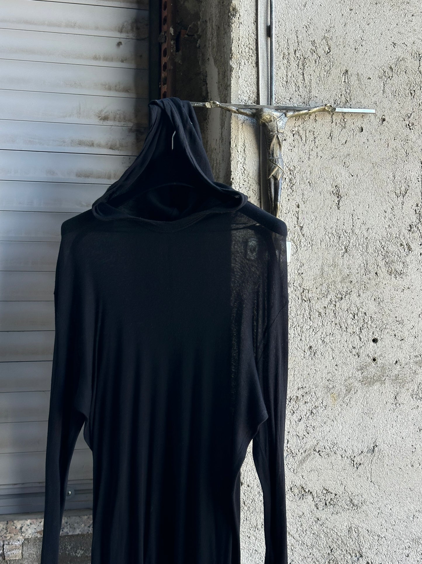 RICK OWENS TRANSPARENT HOODED LONGSLEEVE