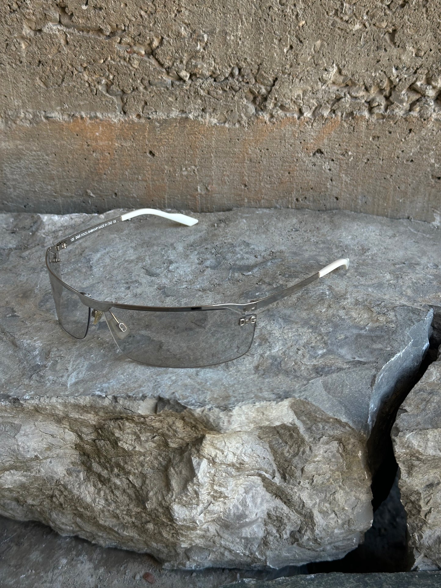 DOLCE & GABBANA SILVER GOGGLE SUNGLASSES