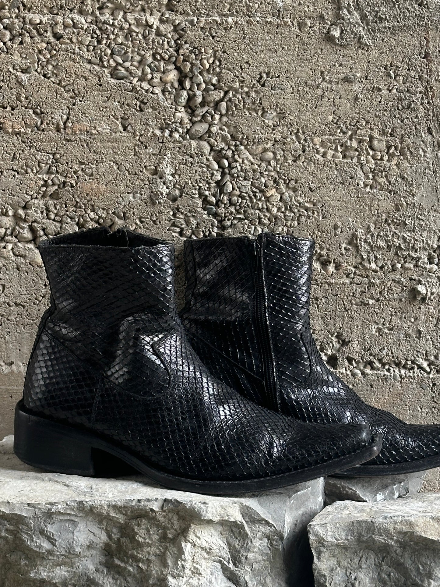 PYTHON SKIN SQUARE BOOTS
