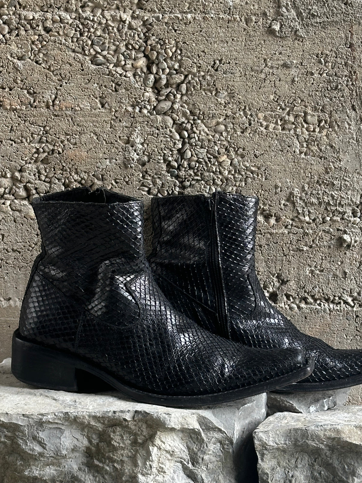 PYTHON SKIN SQUARE BOOTS
