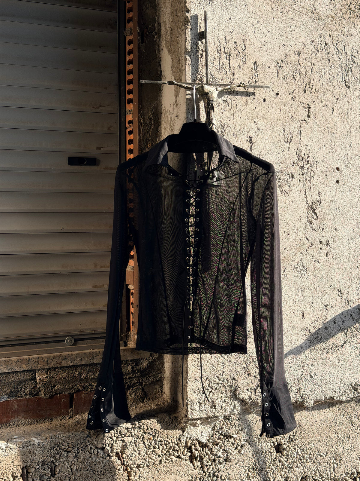 LACED UP CORSET TRANSPARENT SHIRT