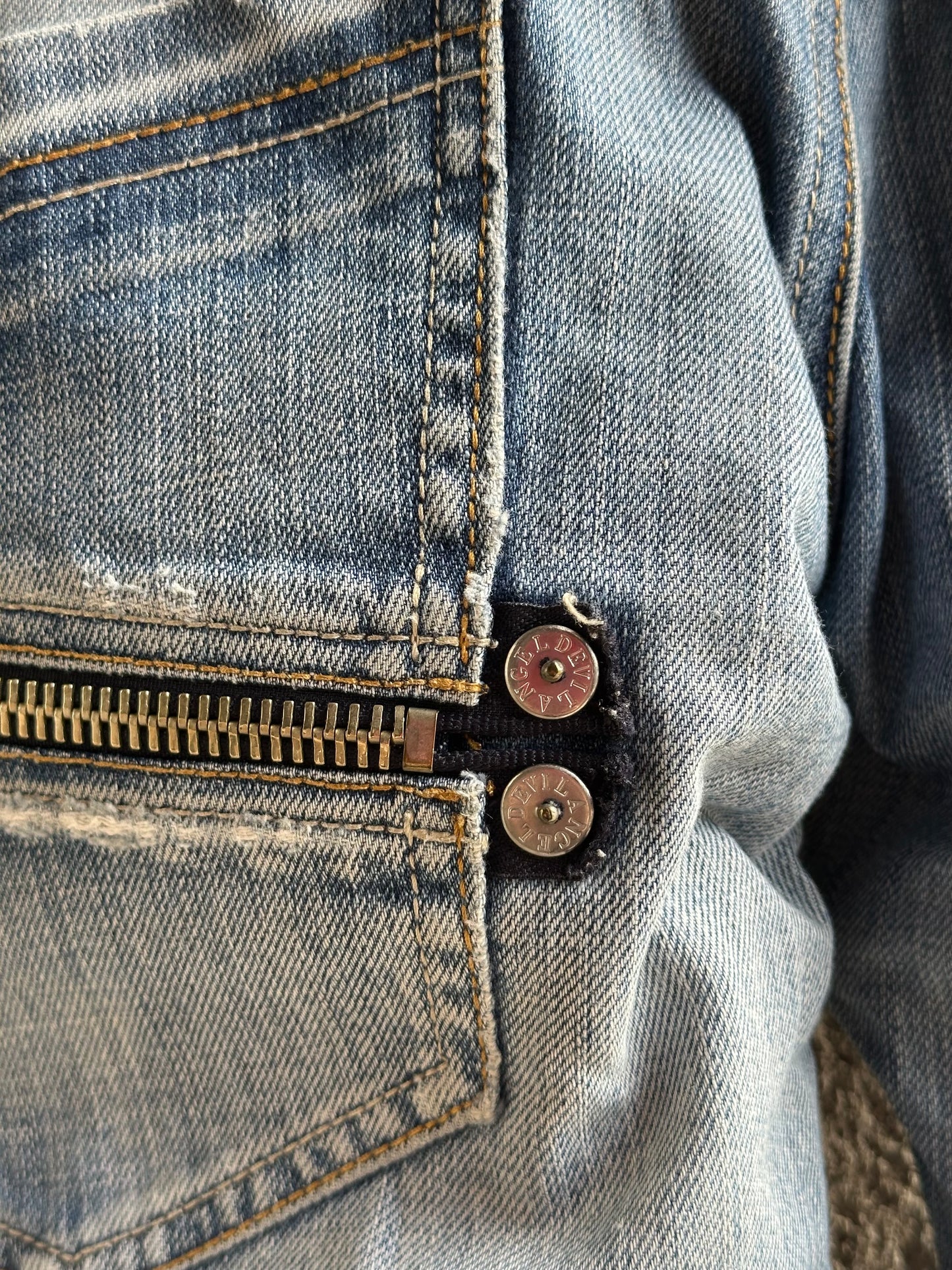 ANGEL & DEVIL DOUBLE WAISTED BAGGY JEANS
