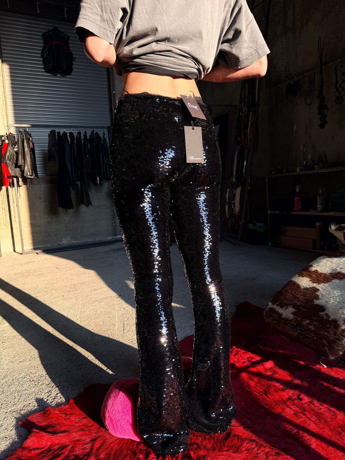 BLUMARINE DISCO FLARED TROUSERS